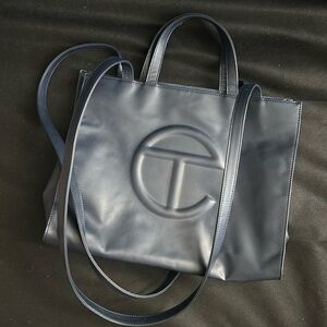 Navy blue TELFAR shopping bag